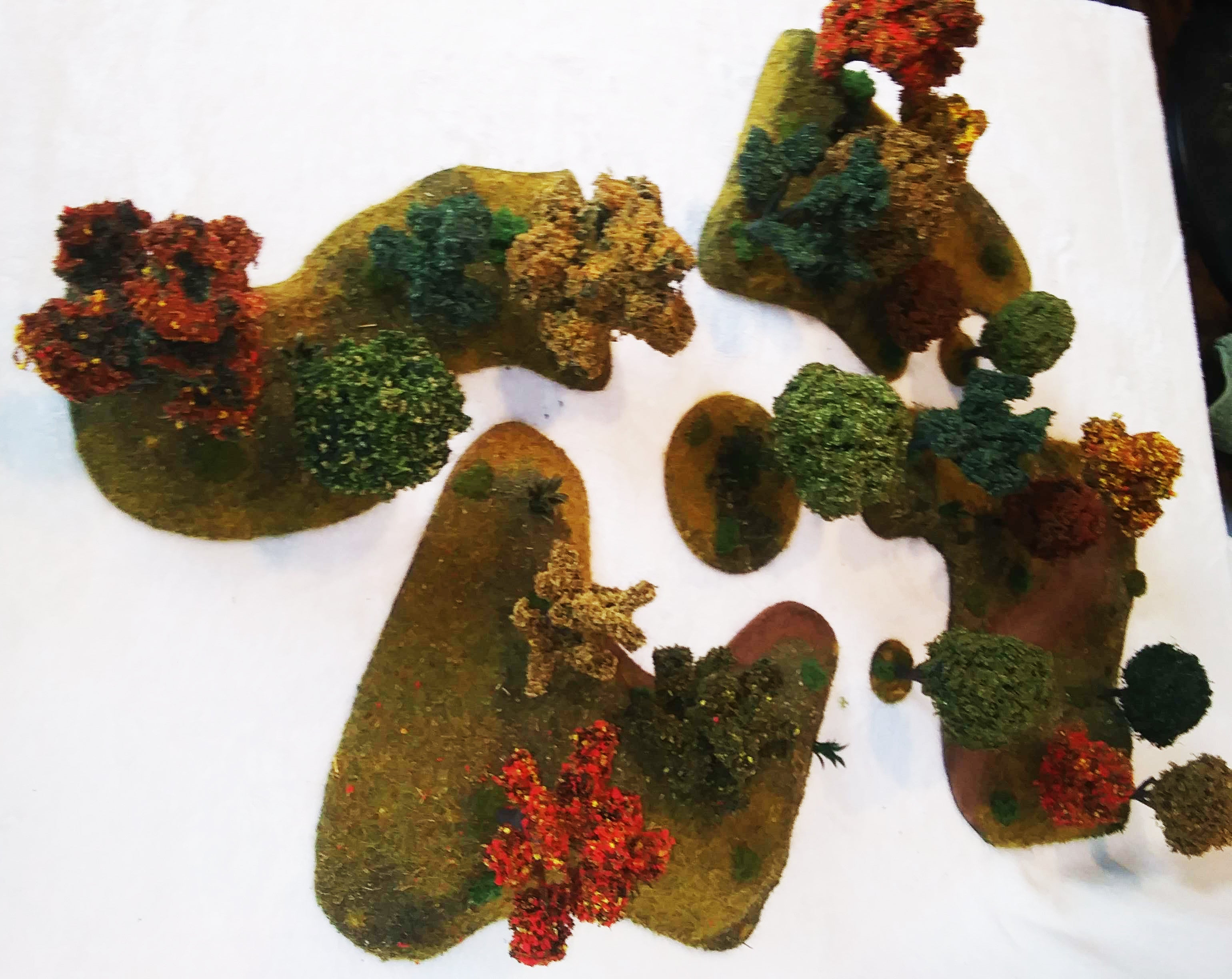 6 Piece Handcrafted Fall Forest Terrain Set – 28mm Wargaming Scenery
