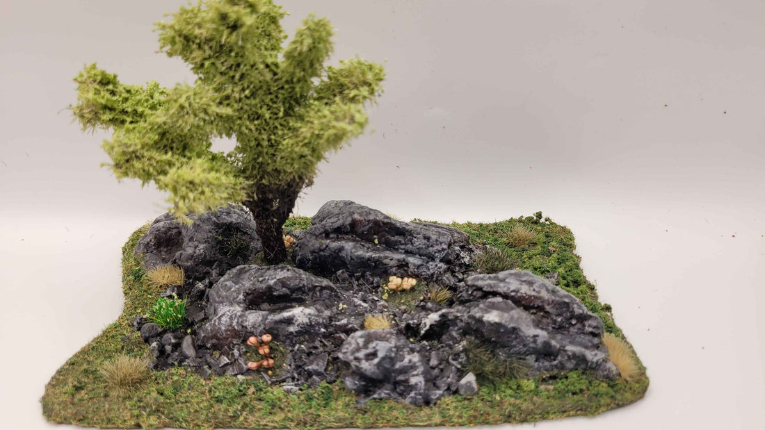 Rocky Highlands Modular Terrain Set | 5piece 28mm Wargaming Scatter Terrain with Trees Ships Free