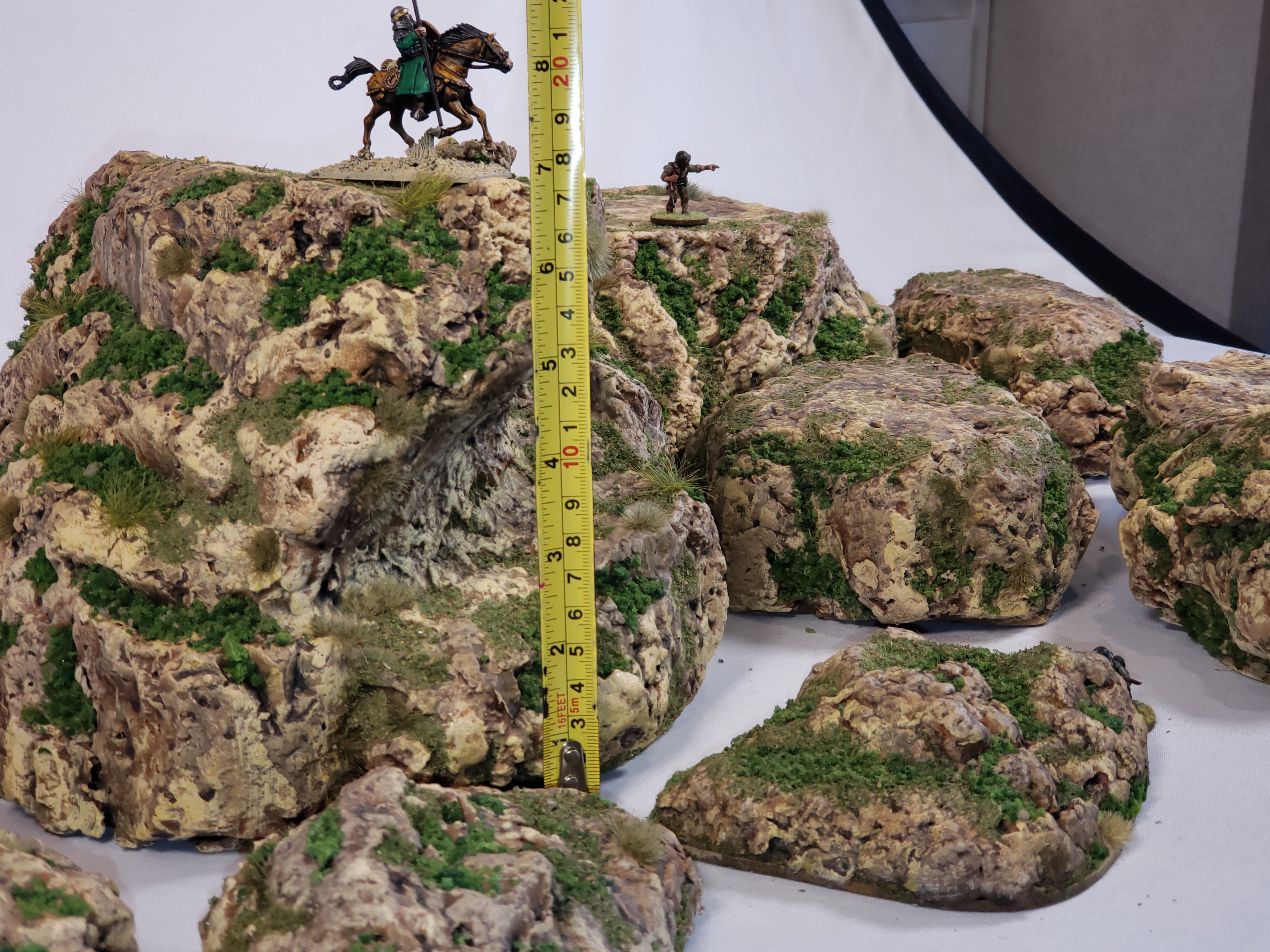 11-Piece Desert Rock & Hill Terrain Set | 28mm Wargaming | Painted & Flocked | Ready to Play