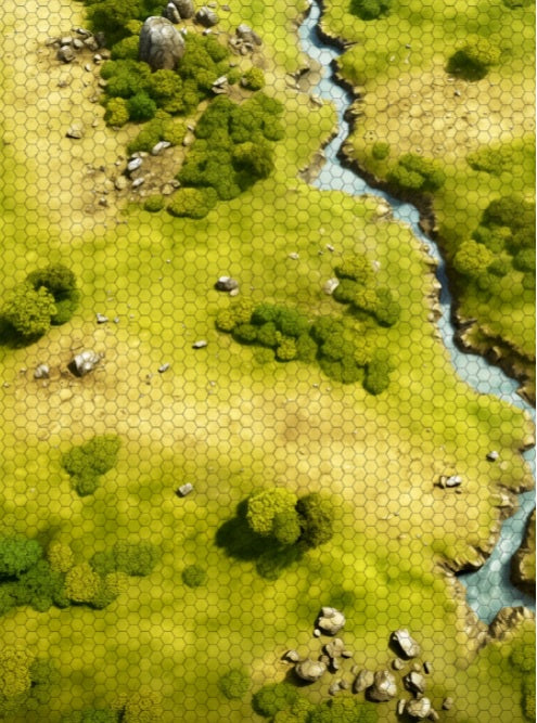 River Valley Hex Battle Mat — FeltPro™ Cloth