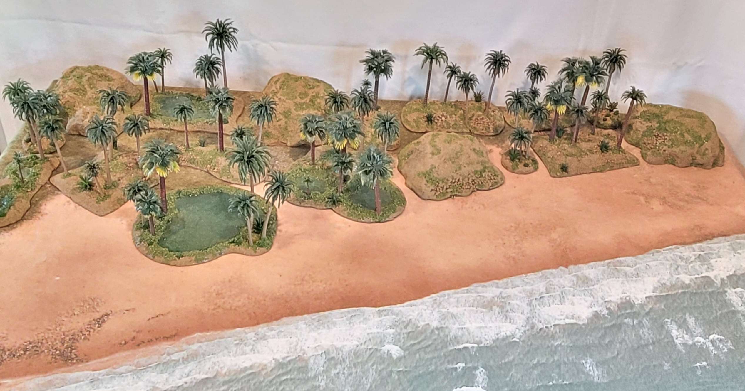 Oasis Terrain Set (18 Pieces) — Handmade, Palms, Resin Pools, MDF Based