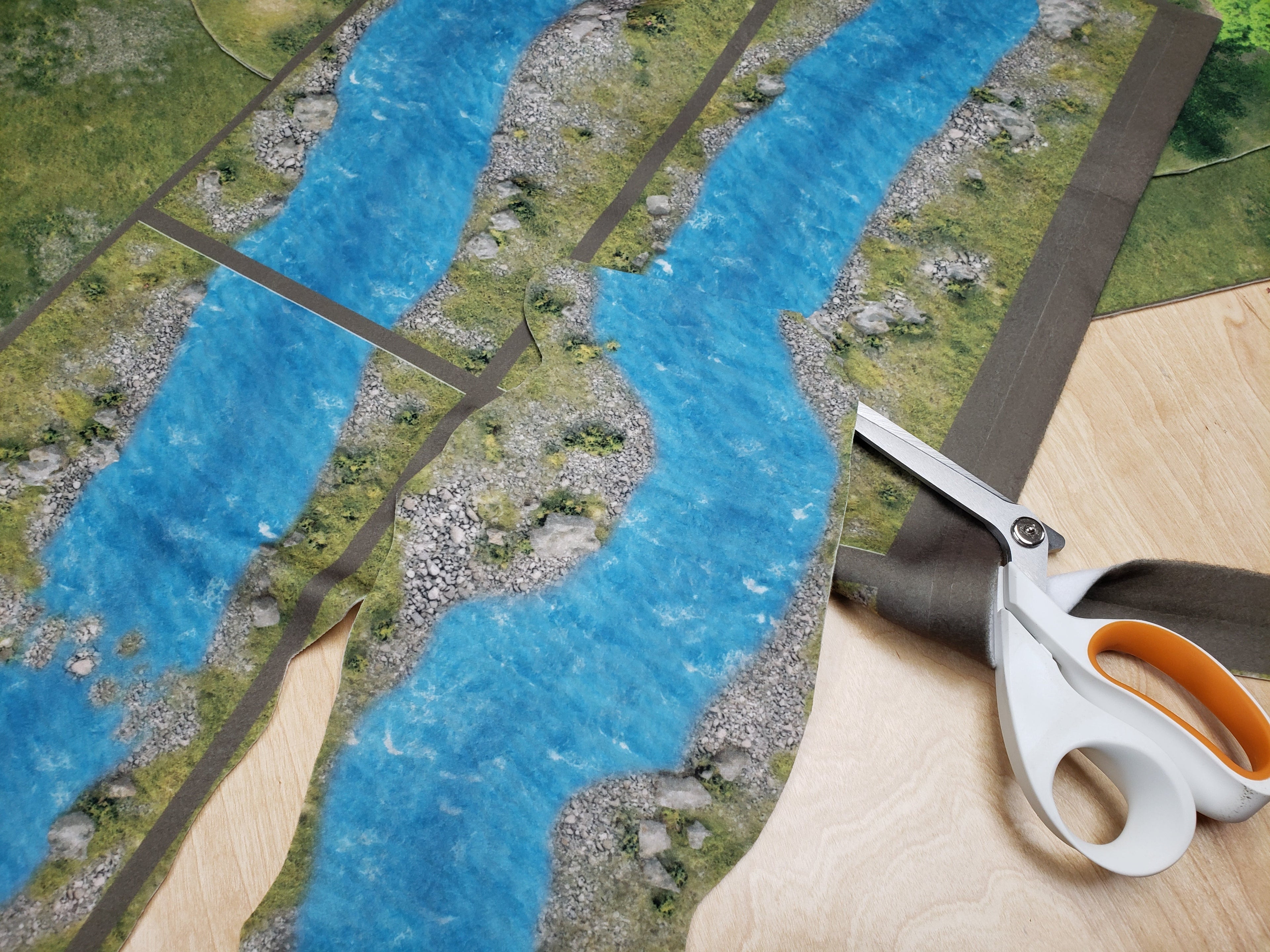 FeltPro™ Cut & Play Terrain Set — Roads, River & Woods (3 × 30x40 Sheets)
