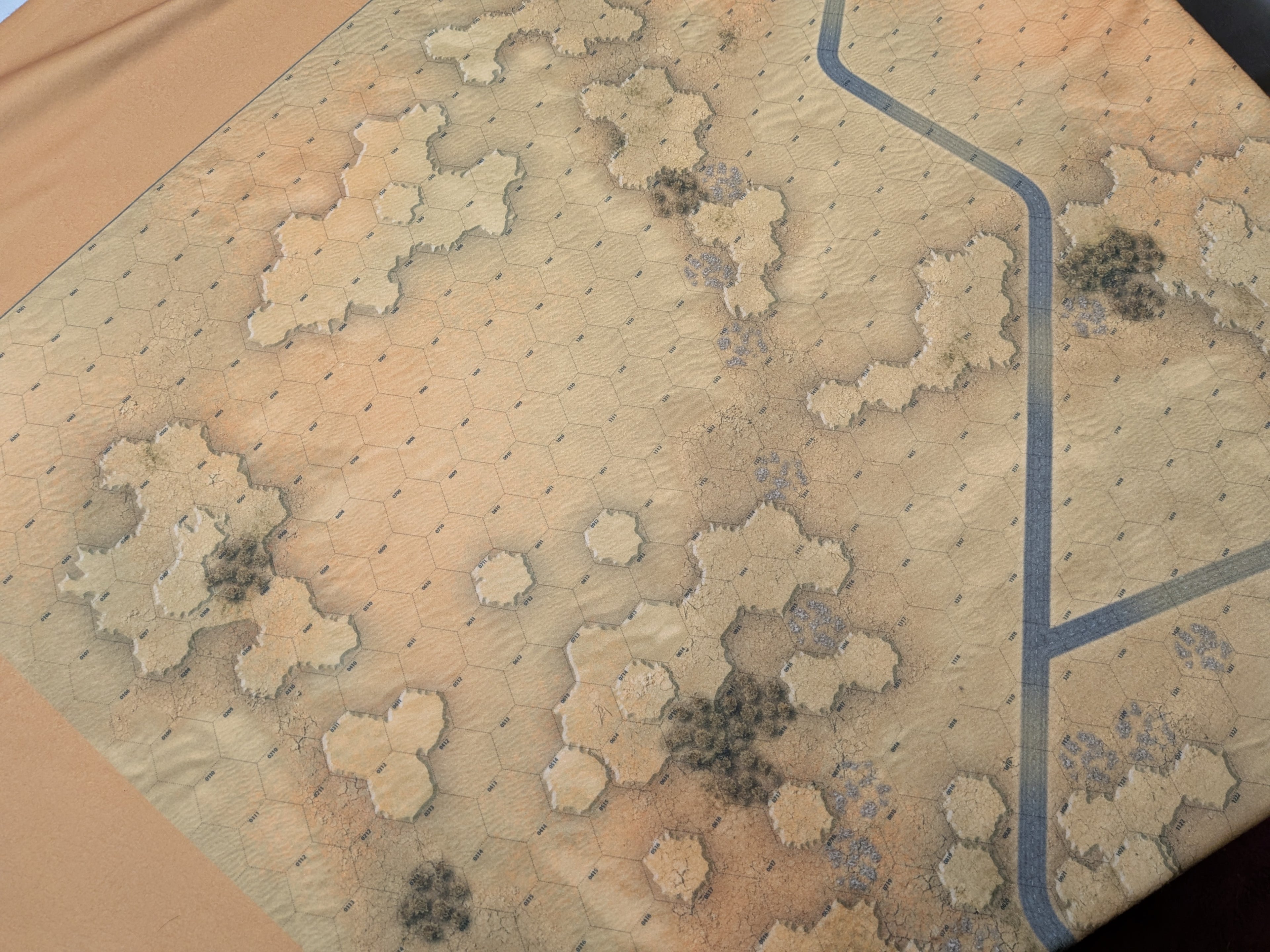Desert Crossroads Hex Battle Mat — FeltPro Cloth for BattleTech & Alpha Strike