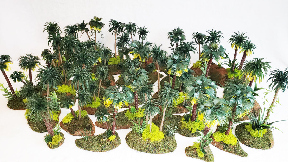 23-Piece Handcrafted Jungle Terrain Set – 28mm+ Wargaming Scenery