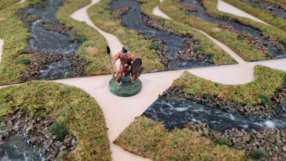 Over 15ft of Handmade 28mm Stream Set — 18-Piece Flocked River Terrain with Bends, Forks, Ponds &amp; Springs | Wargaming &amp; RPG Water Features