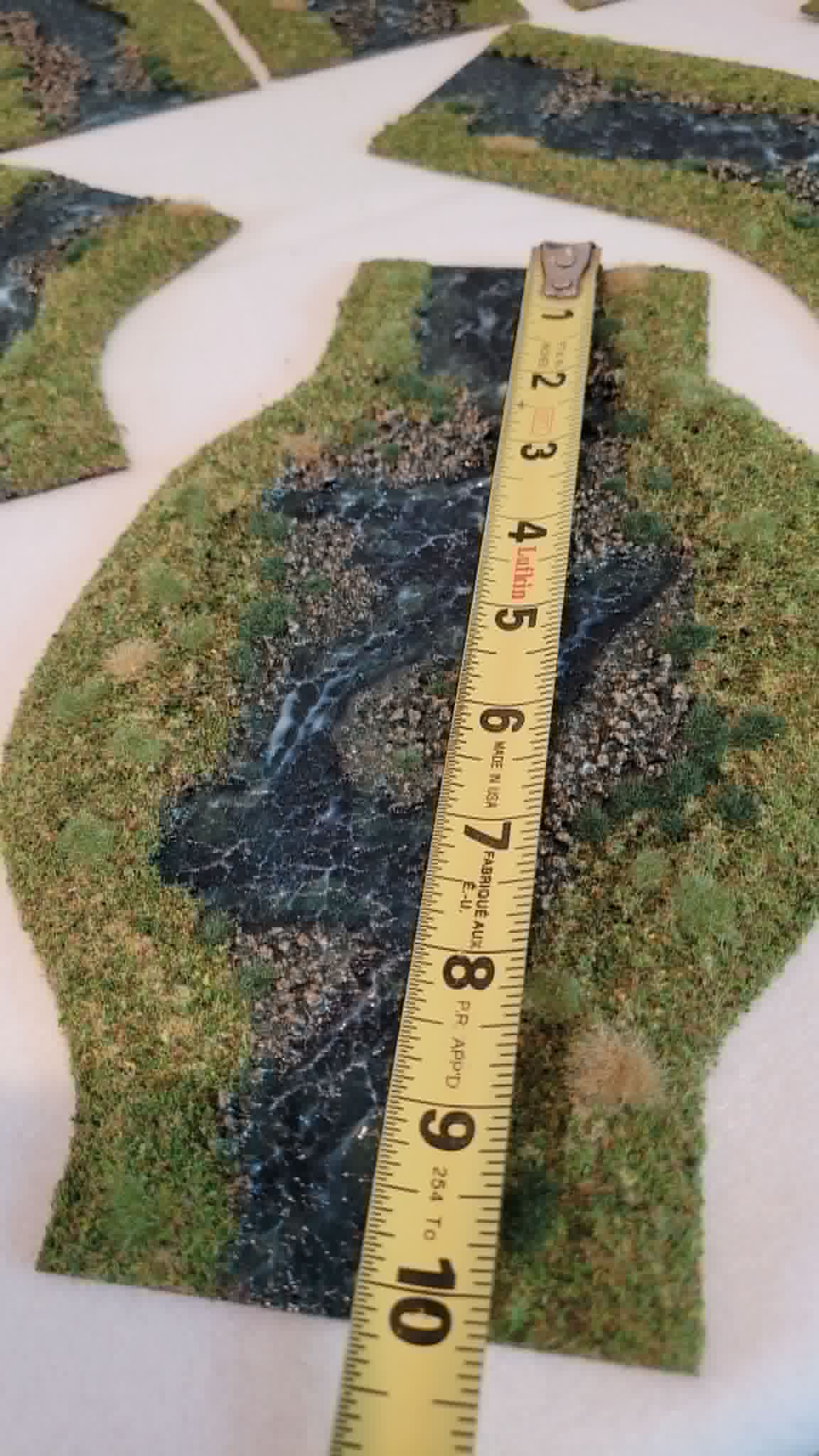 Over 15ft of Handmade 28mm Stream Set — 18-Piece Flocked River Terrain with Bends, Forks, Ponds &amp; Springs | Wargaming &amp; RPG Water Features