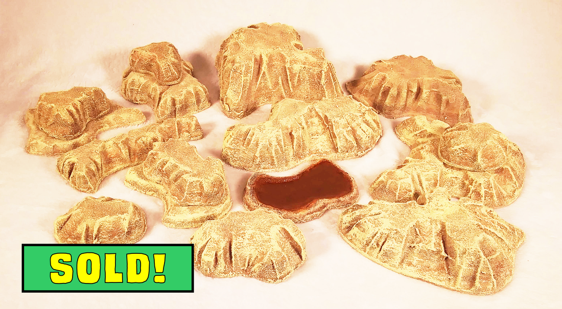 16-Piece Handcrafted Desert Terrain Set – Rocky Outcrops & Wasteland Scenery