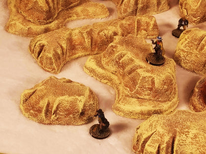 16-Piece Handcrafted Desert Terrain Set – Rocky Outcrops &amp; Wasteland Scenery
