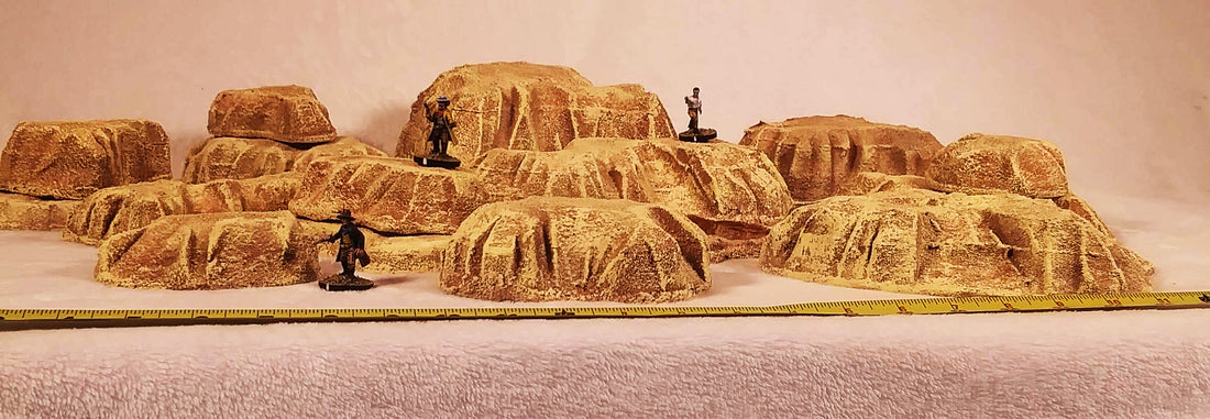 16-Piece Handcrafted Desert Terrain Set – Rocky Outcrops &amp; Wasteland Scenery
