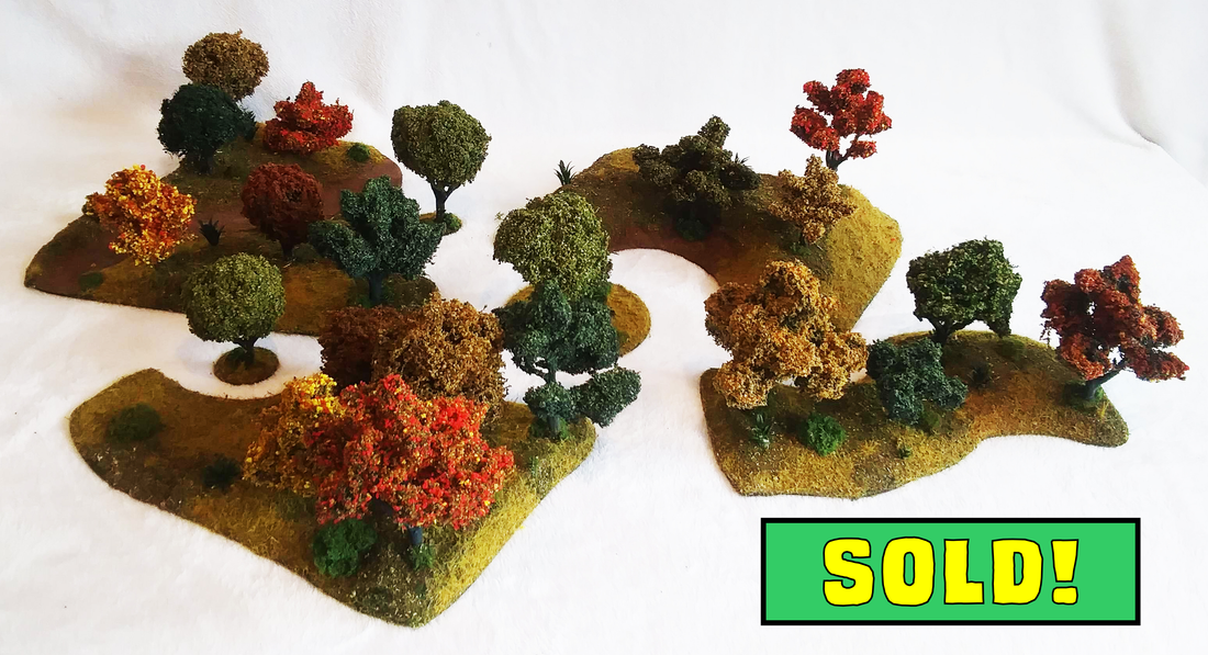 6 Piece Handcrafted Fall Forest Terrain Set – 28mm Wargaming Scenery