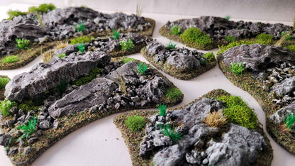 Rocky Grounds - Modular Rough Terrain Set for 28mm Tabletop Gaming - 10 Piece Scatter Terrain Collection