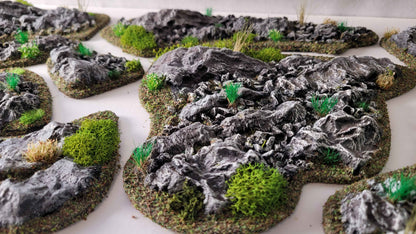 Rocky Grounds - Modular Rough Terrain Set for 28mm Tabletop Gaming - 10 Piece Scatter Terrain Collection