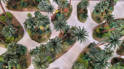 Mega Jungle Set - 25 Premium 28mm Terrain Pieces + 20 Bases + Matching Flock | Ready-to-Play Tropical Battlefield