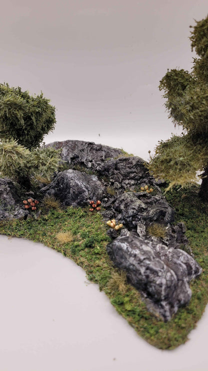 Rocky Highlands Modular Terrain Set | 5piece 28mm Wargaming Scatter Terrain with Trees Ships Free