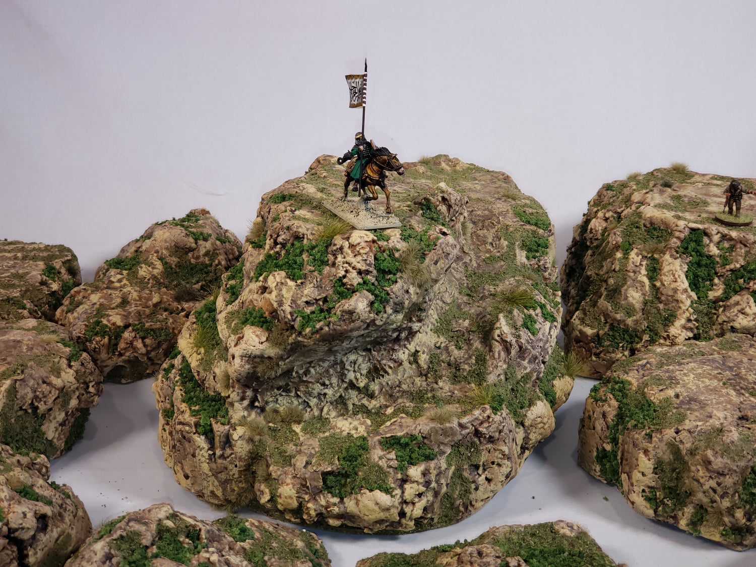 11-Piece Desert Rock &amp; Hill Terrain Set | 28mm Wargaming | Painted &amp; Flocked | Ready to Play