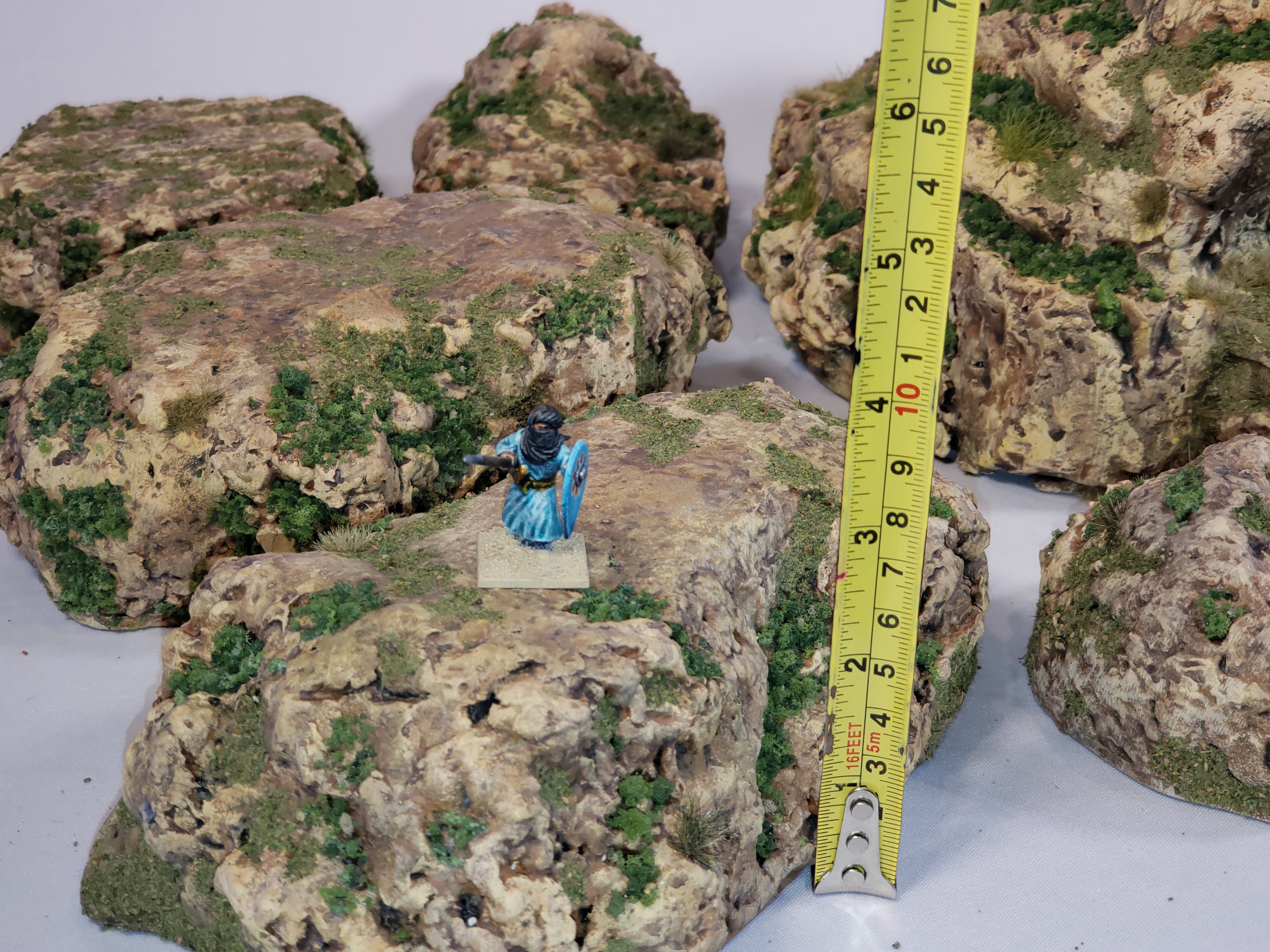 11-Piece Desert Rock &amp; Hill Terrain Set | 28mm Wargaming | Painted &amp; Flocked | Ready to Play