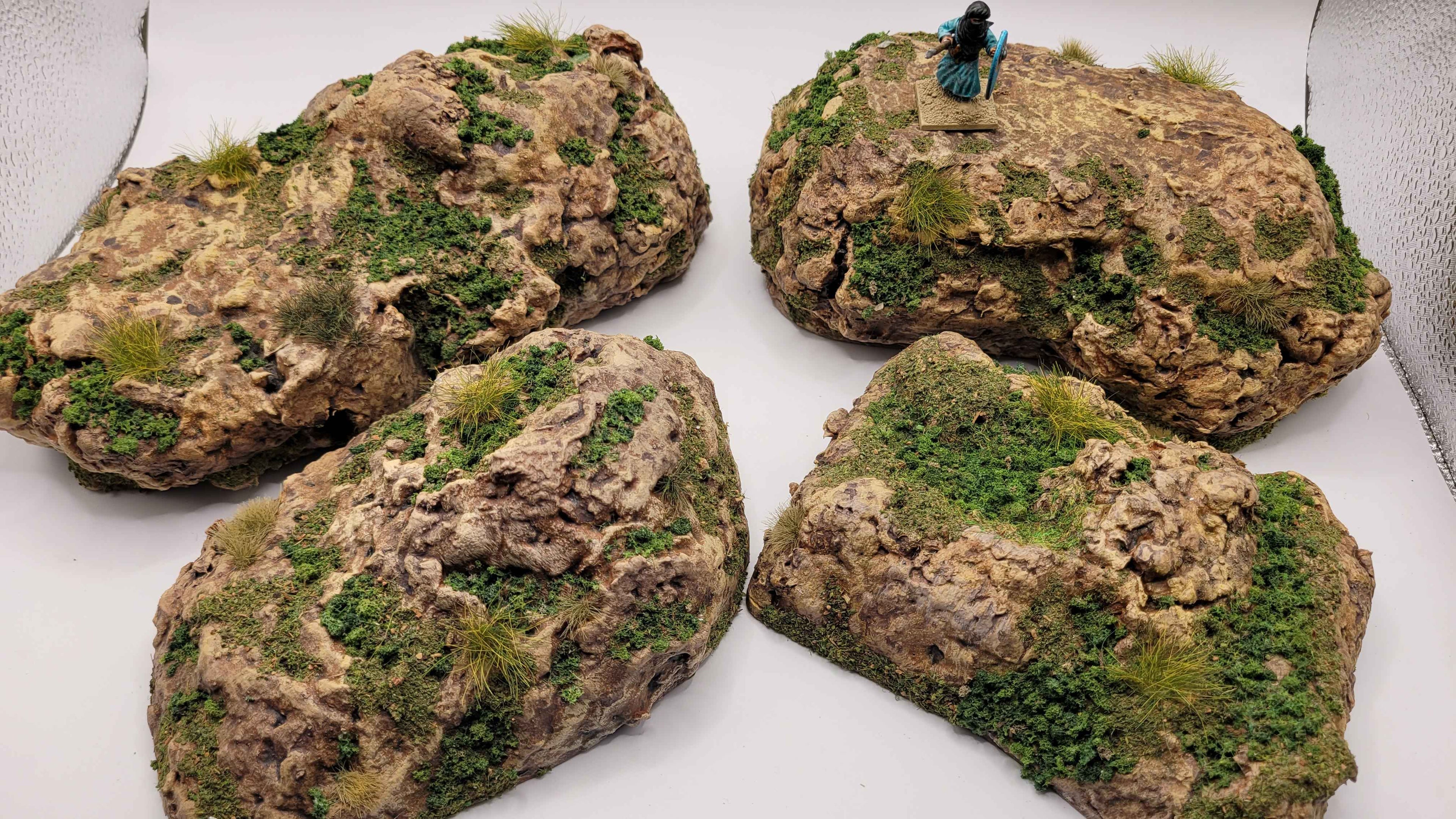 11-Piece Desert Rock &amp; Hill Terrain Set | 28mm Wargaming | Painted &amp; Flocked | Ready to Play