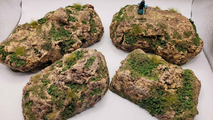 11-Piece Desert Rock &amp; Hill Terrain Set | 28mm Wargaming | Painted &amp; Flocked | Ready to Play