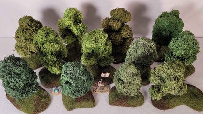 12 Woodland Tree Set | Hand-Made MDF Bases | Tabletop Wargaming Forest Scatter