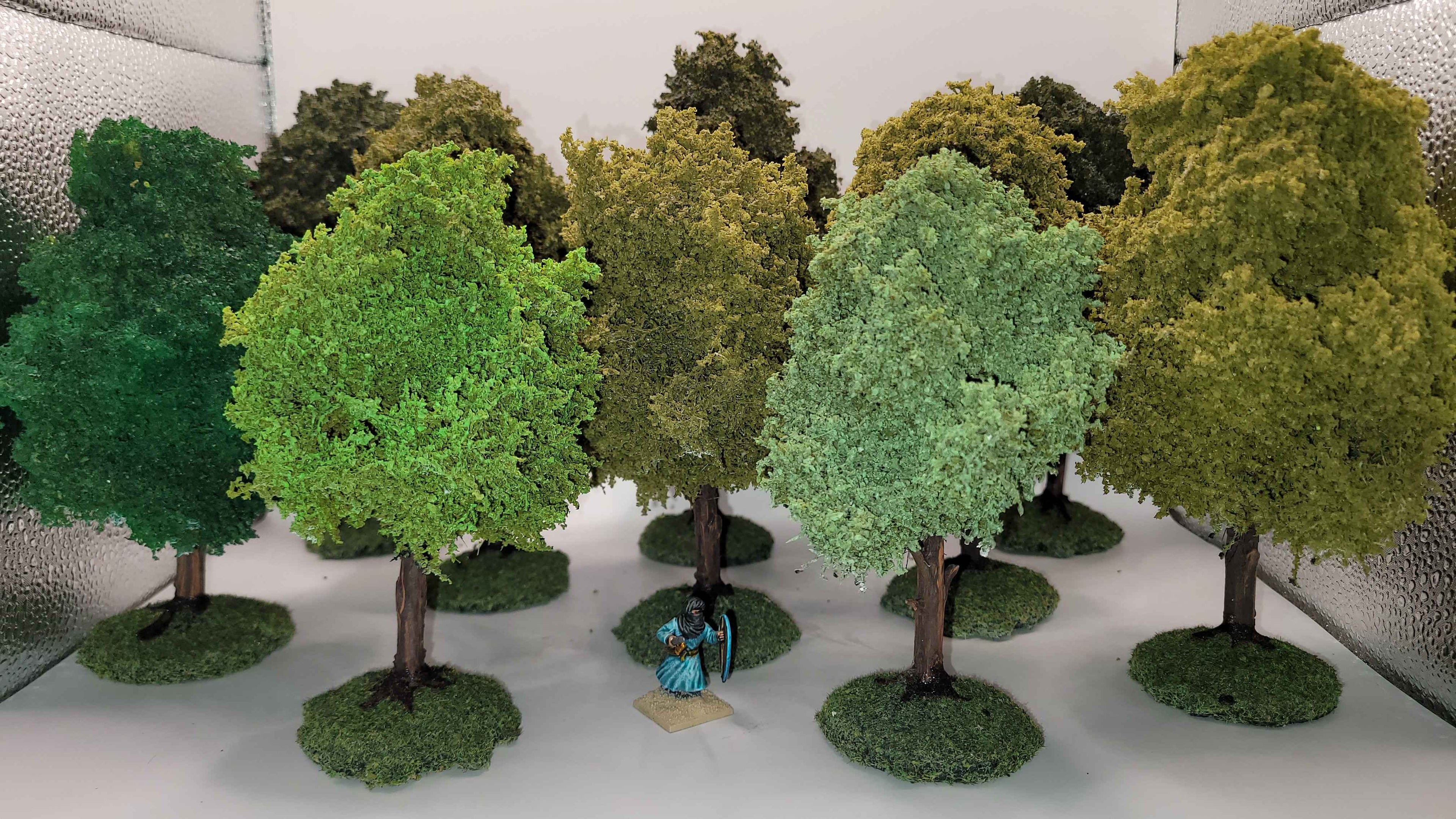 Truescale Deciduous Trees for 28mm Miniatures | 5-7" Durable Tabletop Terrain | MDF Base | Set of 10
