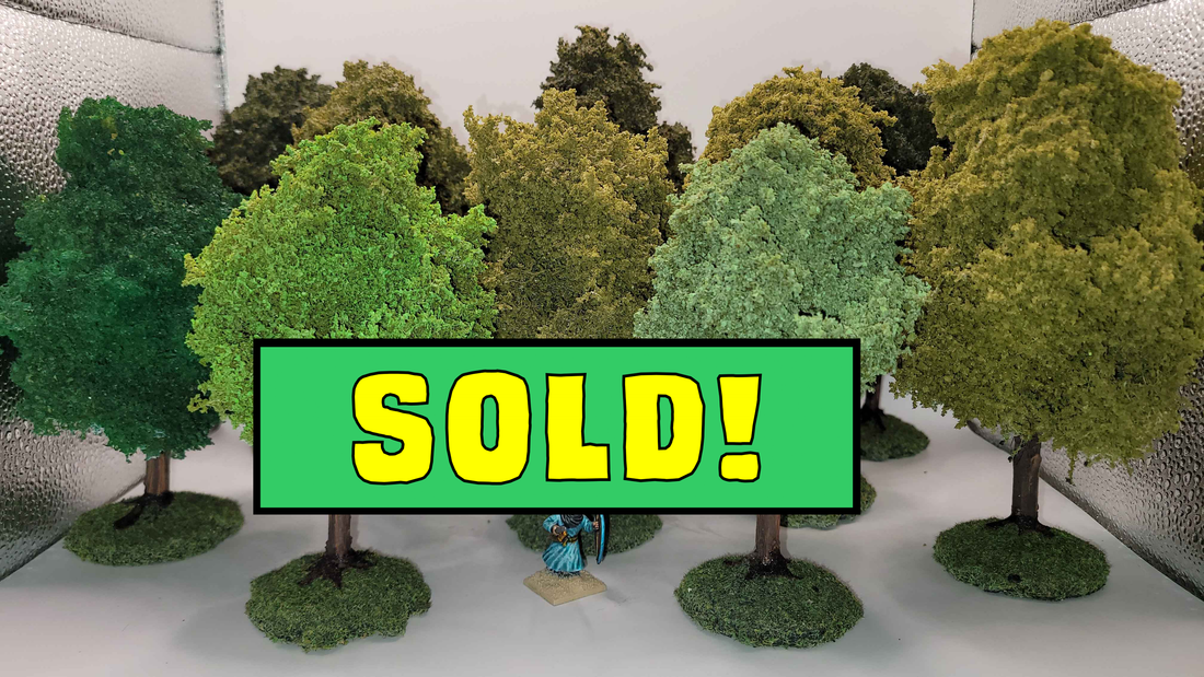Truescale Deciduous Trees for 28mm Miniatures | 5-7" Durable Tabletop Terrain | MDF Base | Set of 10