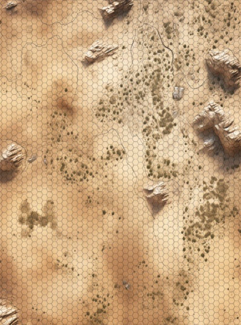 Desert Badlands Hex Battle Mat — FeltPro™ Cloth