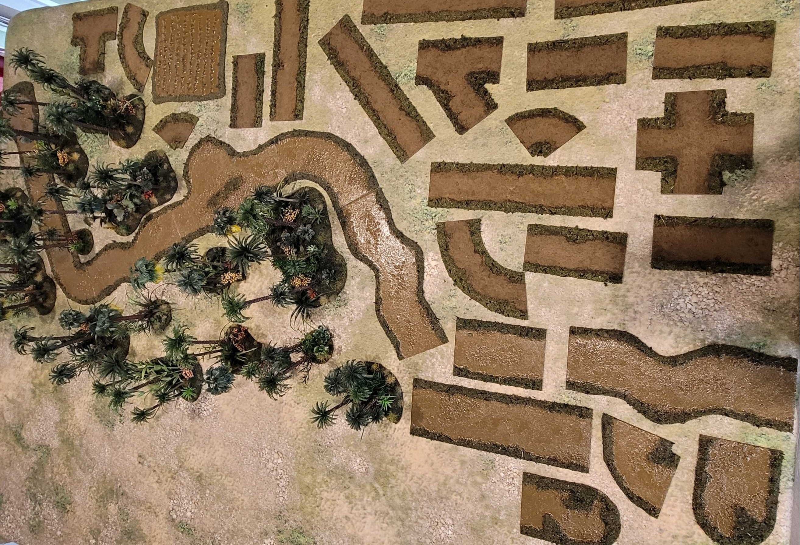 Handcrafted Vietnam/Jungle Terrain Set – River, Roads, Rice Paddy &amp; Jungle (28mm, Multi-Scale) – 44-Piece Complete Table Set