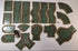 Handmade modular river terrain set for 28mm wargaming with curves, straights, and junction pieces