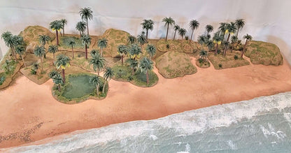 Oasis Terrain Set (18 Pieces) — Handmade, Palms, Resin Pools, MDF Based