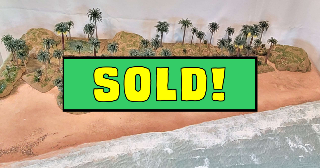 Oasis Terrain Set (18 Pieces) — Handmade, Palms, Resin Pools, MDF Based