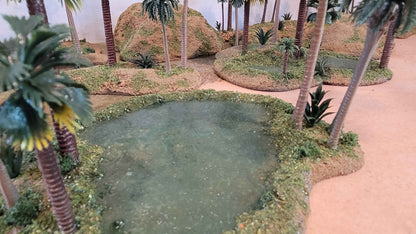 Oasis Terrain Set (18 Pieces) — Handmade, Palms, Resin Pools, MDF Based