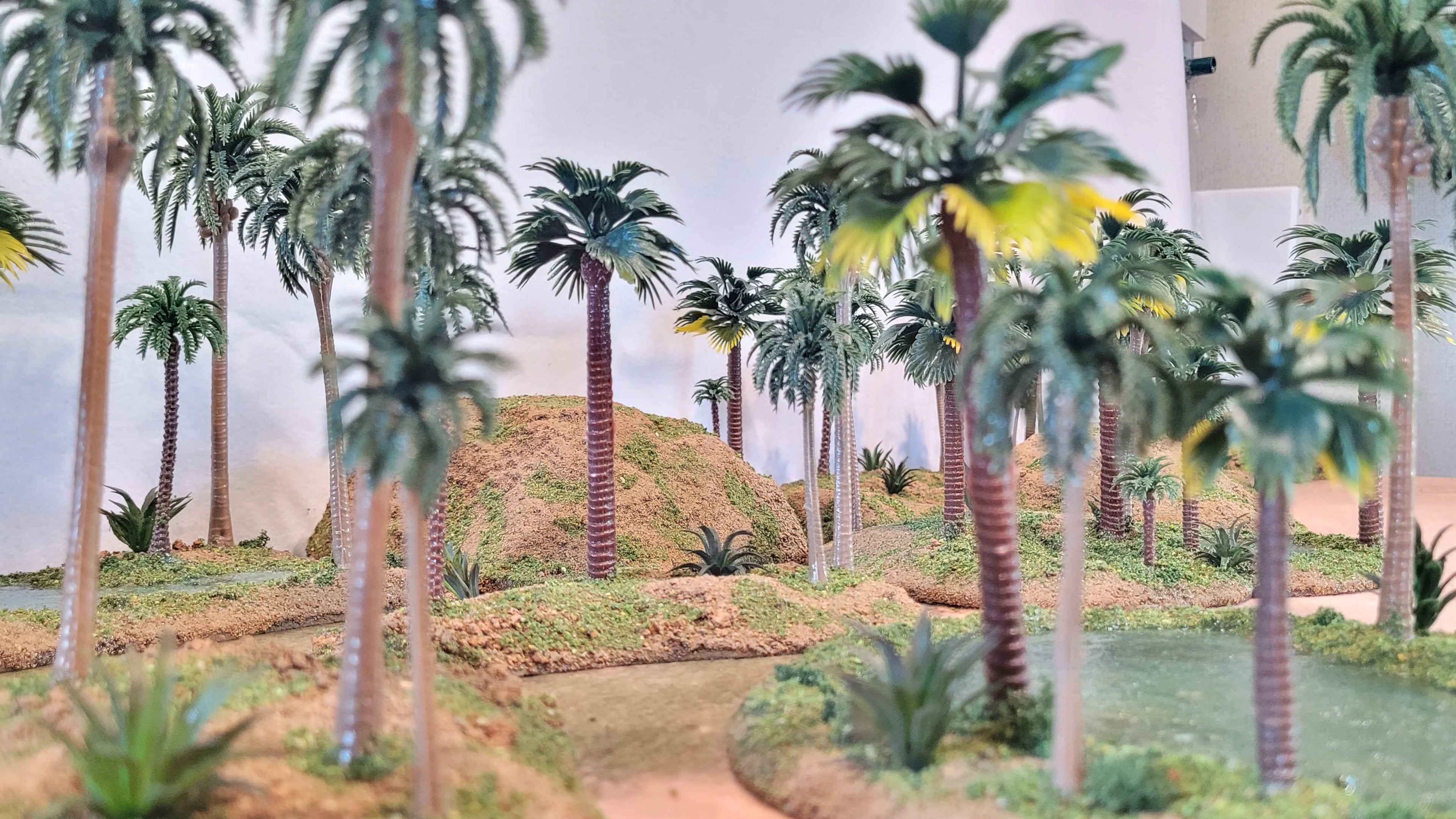 Oasis Terrain Set (18 Pieces) — Handmade, Palms, Resin Pools, MDF Based