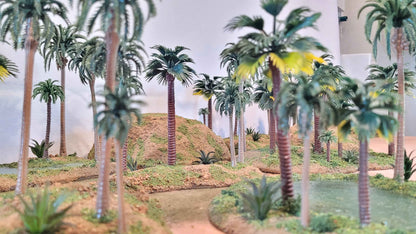 Oasis Terrain Set (18 Pieces) — Handmade, Palms, Resin Pools, MDF Based
