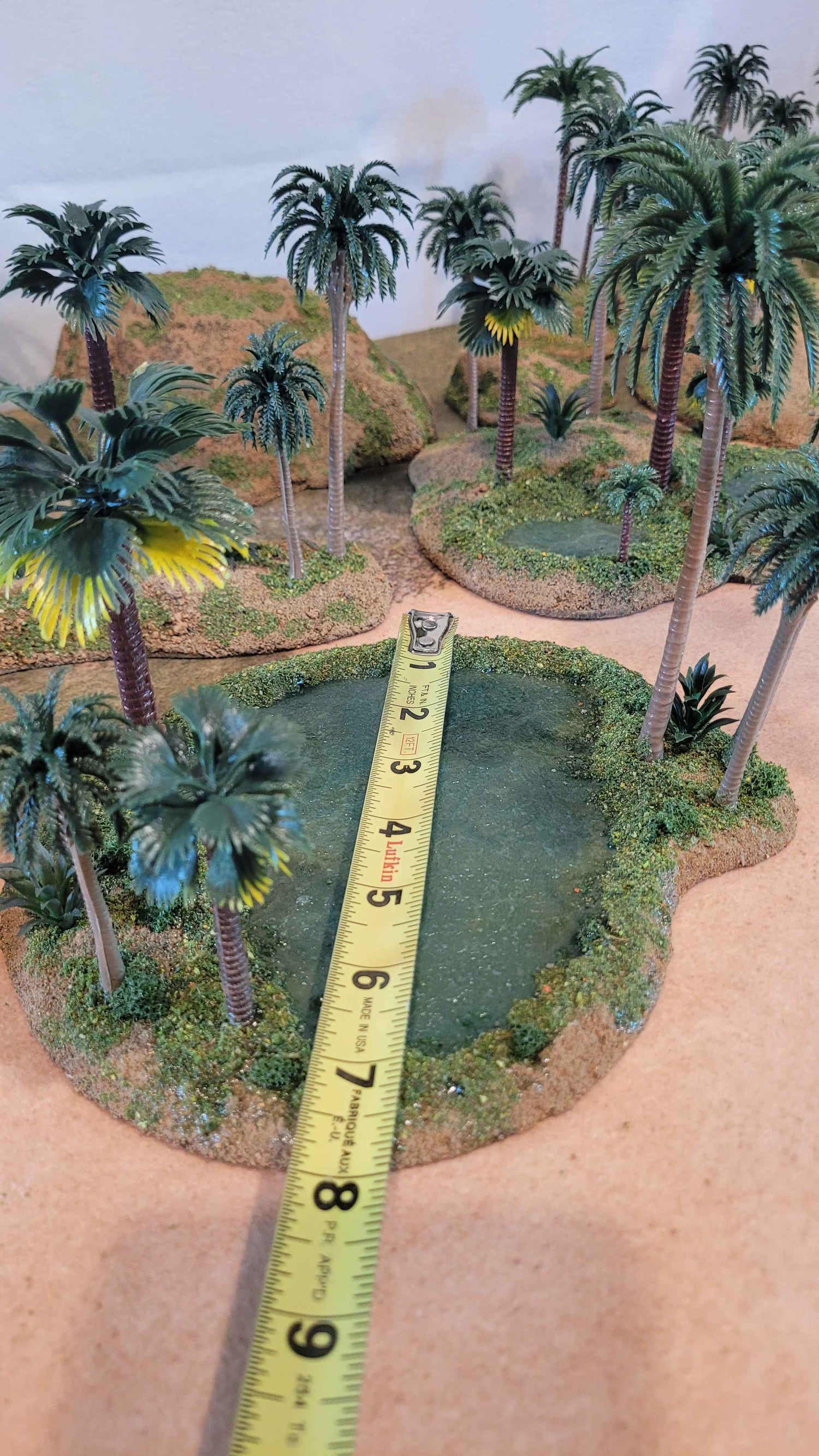Oasis Terrain Set (18 Pieces) — Handmade, Palms, Resin Pools, MDF Based