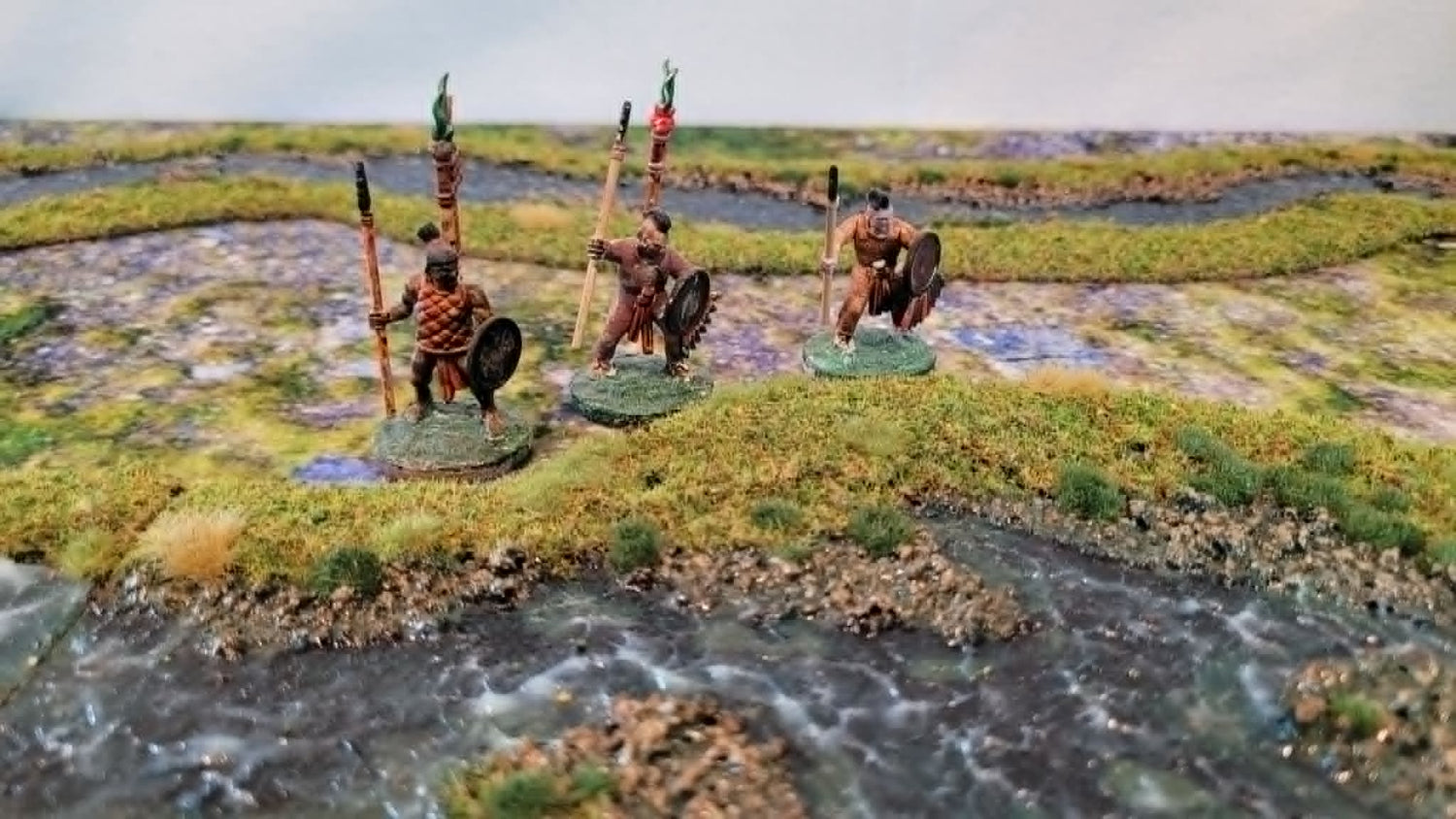 Over 15ft of Handmade 28mm Stream Set — 18-Piece Flocked River Terrain with Bends, Forks, Ponds &amp; Springs | Wargaming &amp; RPG Water Features