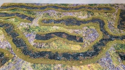 Over 15ft of Handmade 28mm Stream Set — 18-Piece Flocked River Terrain with Bends, Forks, Ponds &amp; Springs | Wargaming &amp; RPG Water Features