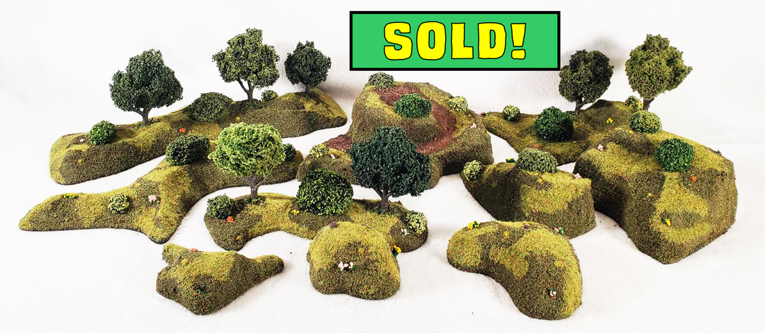 10 Piece Handcrafted Forest & Hill Terrain Set – 28mm Wargaming Scenery