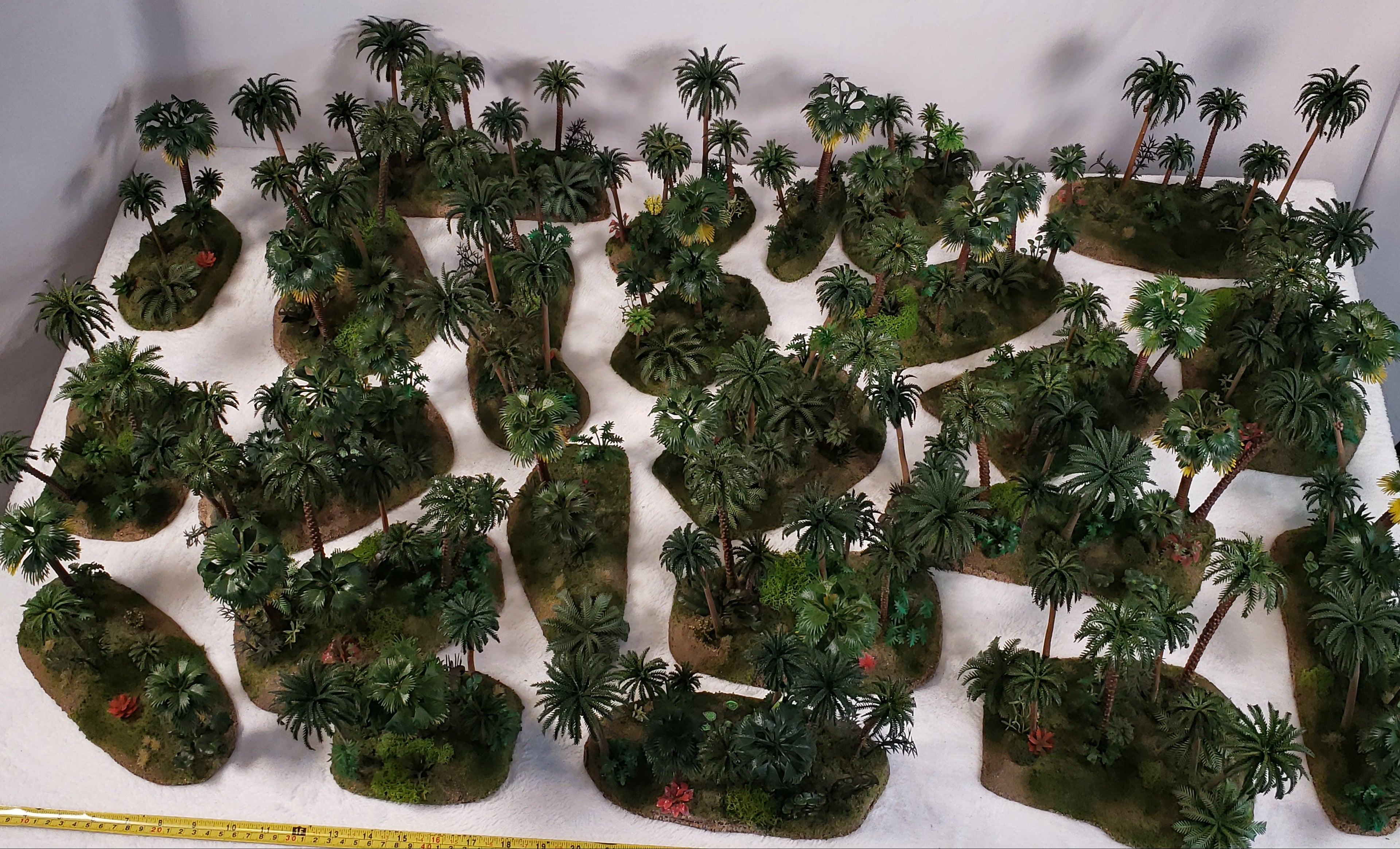 Mega Jungle Set - 25 Premium 28mm Terrain Pieces + 20 Bases + Matching Flock | Ready-to-Play Tropical Battlefield