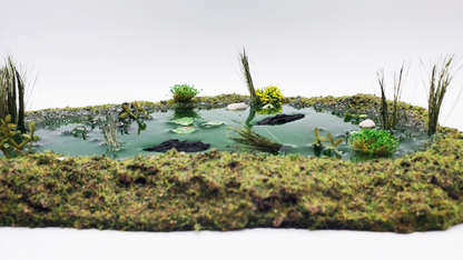 28mm Reeded Marsh / Green Pond — Hand-Made Water Feature 