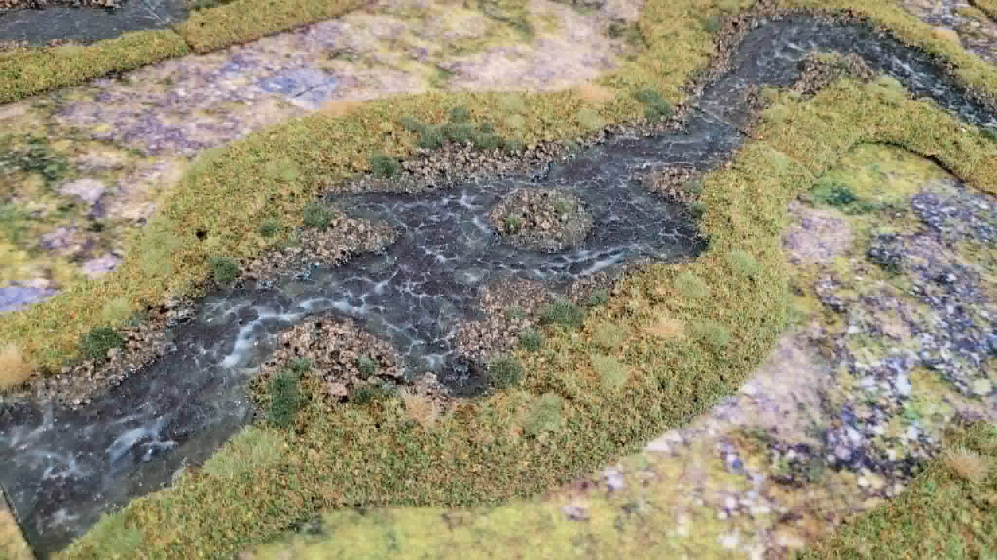 Over 15ft of Handmade 28mm Stream Set — 18-Piece Flocked River Terrain with Bends, Forks, Ponds &amp; Springs | Wargaming &amp; RPG Water Features