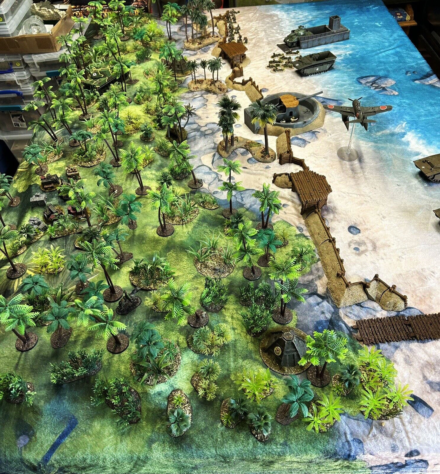 a model of a tropical island with palm trees