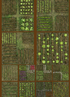 Printed felt sheet of garden plot terrain pieces for wargaming, ready to cut out