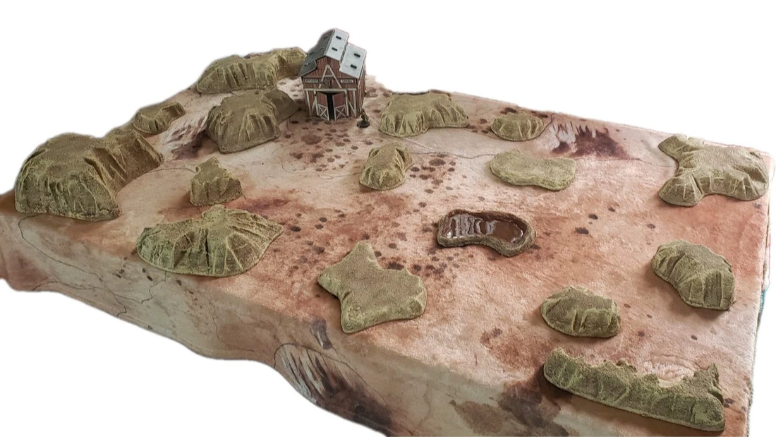 28mm Desert Terrain Set with Battle Mat! Full 4ft+ x 4ft+ table!