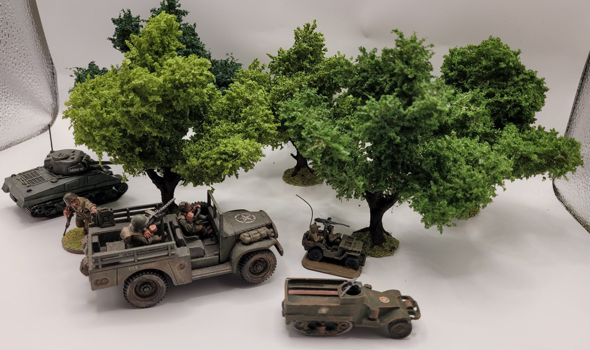 Handmade Wargaming Trees – Set of 5 Smalls | Weighted Bases | 28mm / 15mm Tabletop Terrain