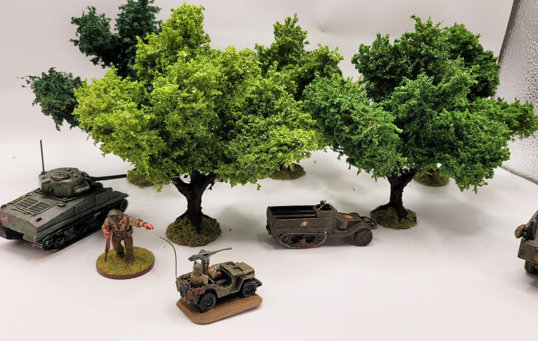 Handmade Wargaming Trees – Set of 5 Smalls | Weighted Bases | 28mm / 15mm Tabletop Terrain
