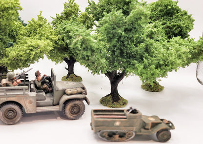 Handmade Wargaming Trees – Set of 5 Smalls | Weighted Bases | 28mm / 15mm Tabletop Terrain