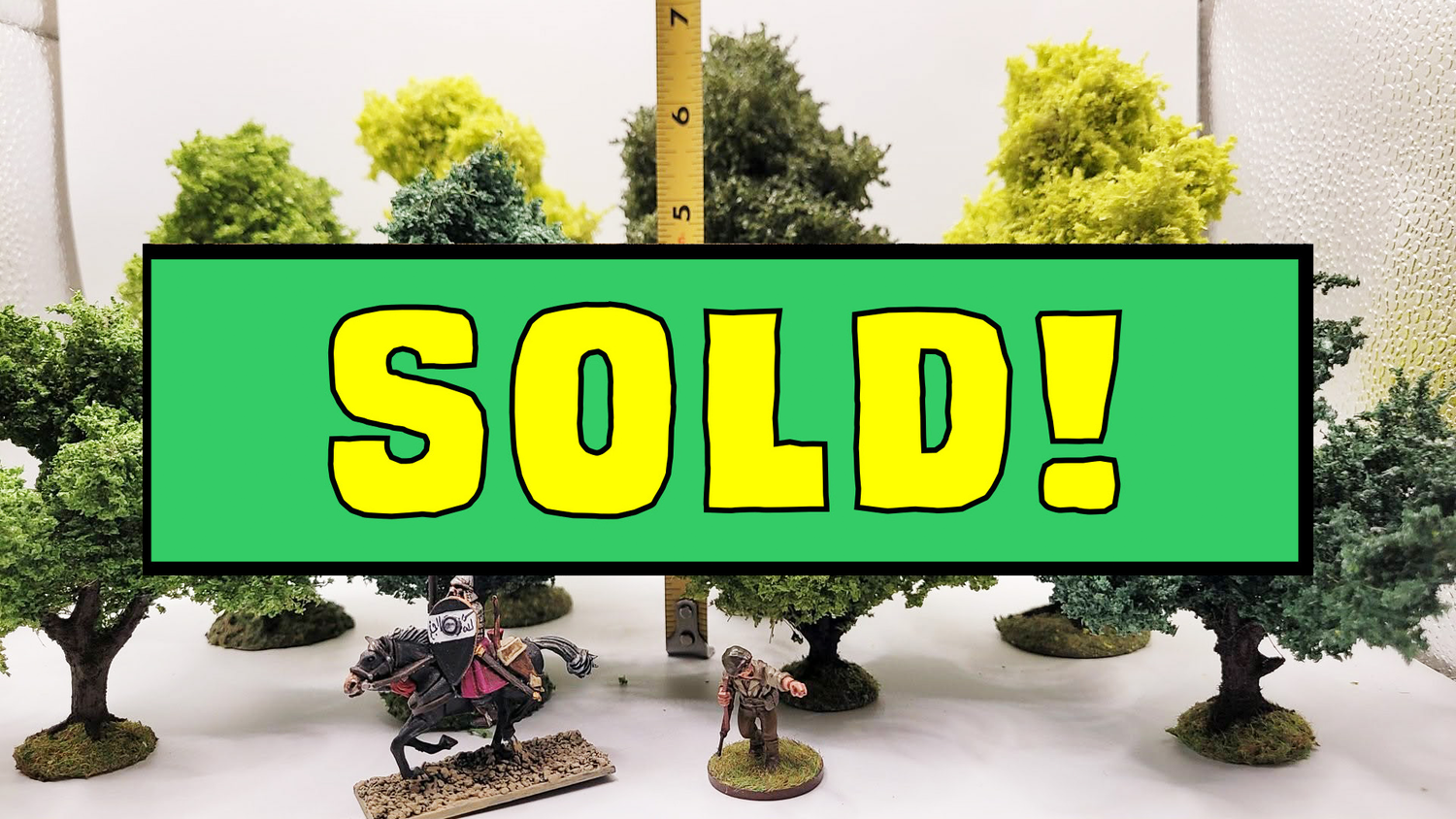 Handmade Wargaming Trees – Set of 8 | Weighted Bases | 28mm / 15mm Tabletop Terrain